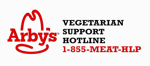 Vegetarian support hotline Arby's logo